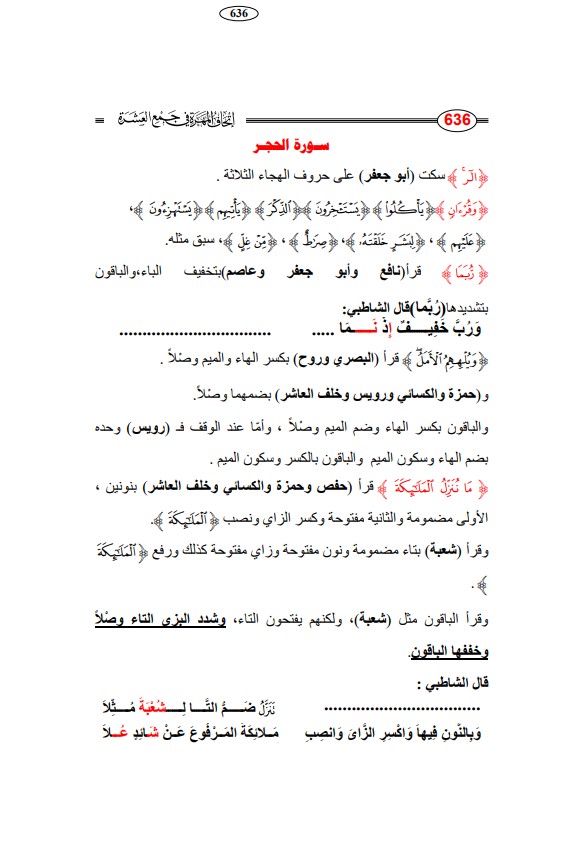 اتحاف المهرة في جمع العشرة – سورة الحجر