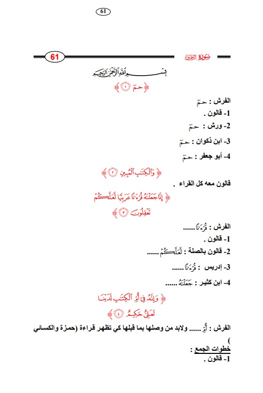 اتحاف المهرة في جمع العشرة – سورة الزخرف