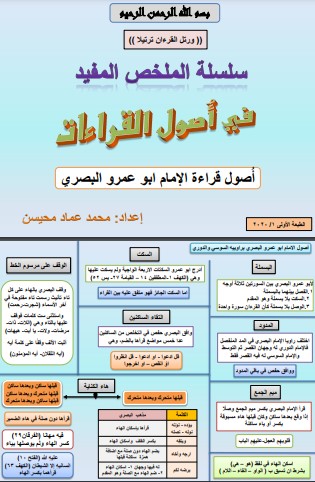 سلسلة الملخص المفيد في أصول القراءات – أصول قراءة الإمام أبو عمرو البصري