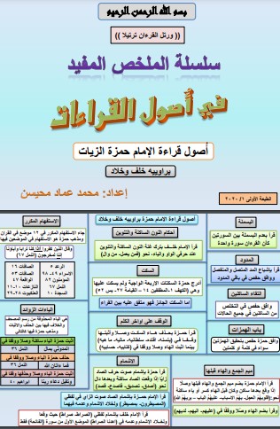 سلسلة الملخص المفيد في أصول القراءات – أصول قراءة الإمام حمزة الزيات