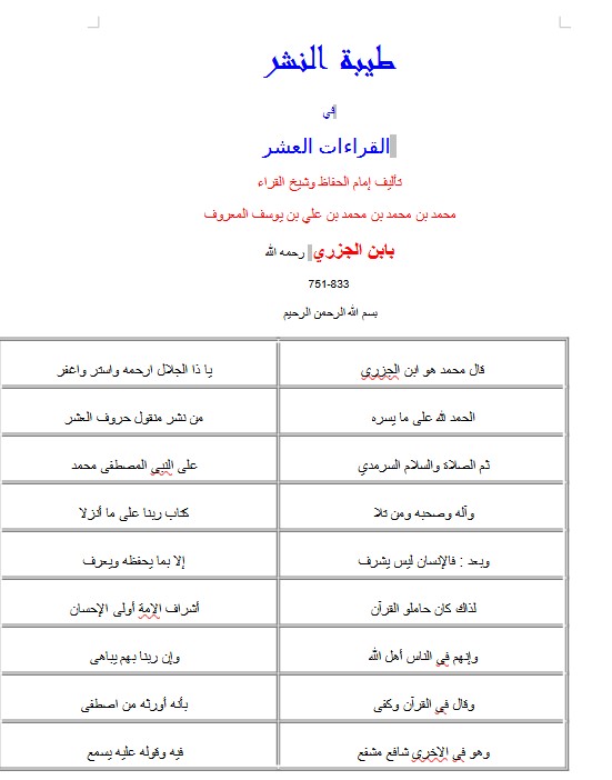 طيبة النشر في القراءات العشر